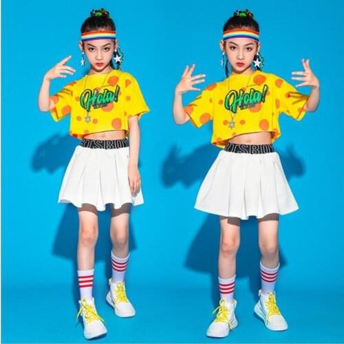 Kids Hip Hop Clothing Concert Outfits Crop Tank Tshirt Streetwear Skirt For Girls Performance Jazz Dance Wear Costumes Clothes