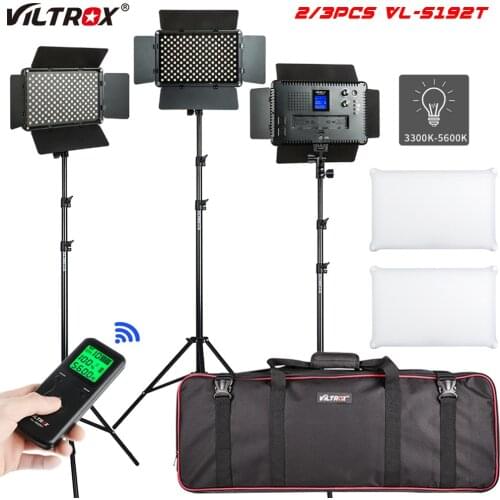 VILTROX 2/3PCS VL-S192T LED Video Light Bi-color Dimmable Wireless remote Panel Lighting Light Kit for Studio Photography Shoot