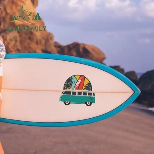 EARLFAMILY 30cm x 26.1cm for Vintage Surfer VAN Camper Decal Vinyl Scratch-proof Window Trunk Suitcase Snowboard Car Stickers