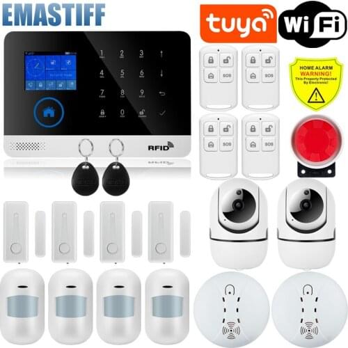 WIFI GSM Home Security Alarm System With Wireless Motion Sensor Detector Burglar Anti Theft TUYA APP Supports Alexa & Google