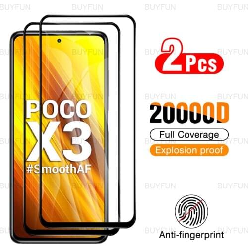 For Xiaomi Poco X3 6.67 inch 2pcs Anti-scratch protective glass for Poco Pocophone X3 NFC Pro full cover front screen protector