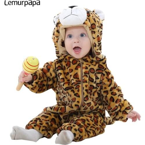 Baby Boy Girl Winter Clothes Brown Panther Animal Costume Toddler Kid Romper Zipper Cartoon Onesie Infant Newborn Playsuit Fancy