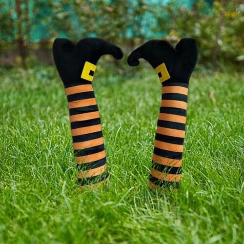 1pair Halloween Decoration Wicked Witch Legs Ornament Funny Beauty Evil Witch Legs For Outdoor Halloween Garden Home Decoration