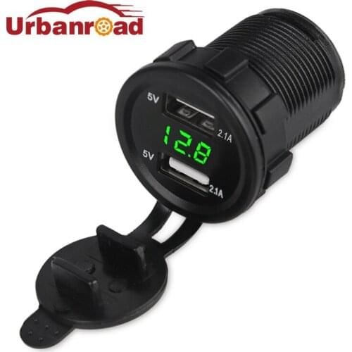 12v 2.1A Motorcycle Car USB Charger Voltmeter Socket Dual USB Motorcycle Cigarette Lighter Voltage Meter Adapter Socket Boat