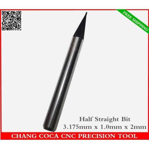3.175mm*1.0mm*2mm,Freeshipping CNC computer machine solid carbide End Mill,woodworking router bit,half straight bit,MDF,PVC