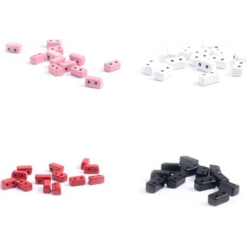 40pcs/Pack Half Square Enamel Tile Beads Diy Jewelry Bead Bracelet Making Metal Enamel Tila Bead Pink Red White Black For Girls