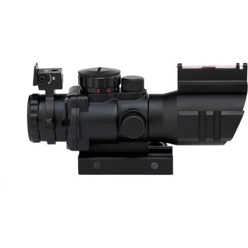 4x32 Rifle Scope Red/Green/Blue Triple Illuminated Rapid Range Reticle Scope with Top Fiber Optic Sight and Weaver Slots