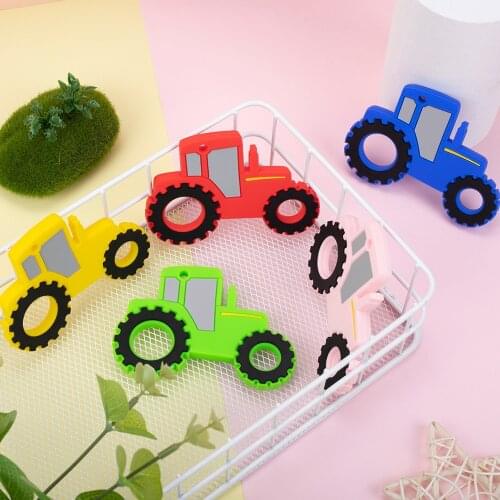 Sunrony 5pcs Baby Silicone Teether Cartoon Car Food Grade Silicone TeethingToy For Teeth Tiny Rod Baby Teether Gift