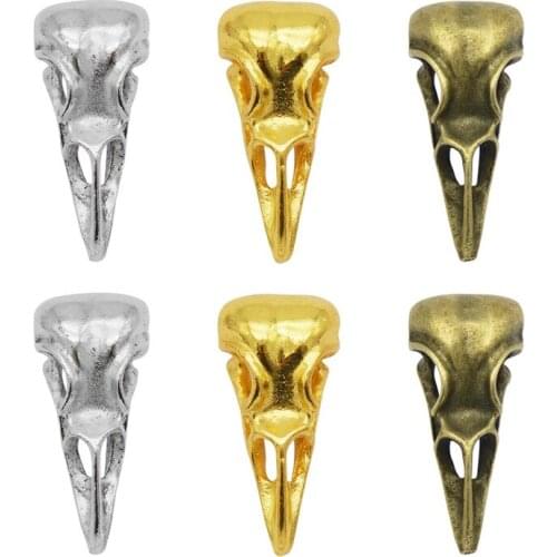 6Pcs Bird Beak Charms Antique Silver Color Raven Skull Bird Head Jewelry Raven Skull Charms Alloy Animals Bird Pendant 31*14mm