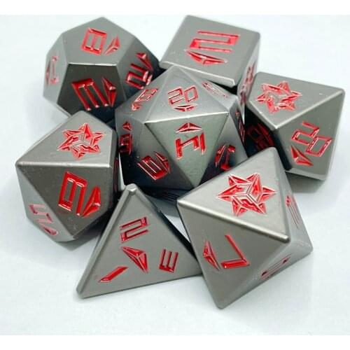 7pcs/set Creative RPG Game Dice Polyhedron Metal Dice DND Digital Game Dice