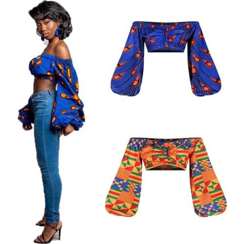 African Dashiki Print Tops Women 2020 Fashion Sexy Shoulder Off Dresses Women African Clothes African Traditional Wear for Women