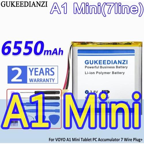 GUKEEDIANZI High Capacity Battery A1 Mini(7line) 6550mAh For VOYO A1 Mini Tablet PC Accumulator 7 Wire Plug+ Bateria