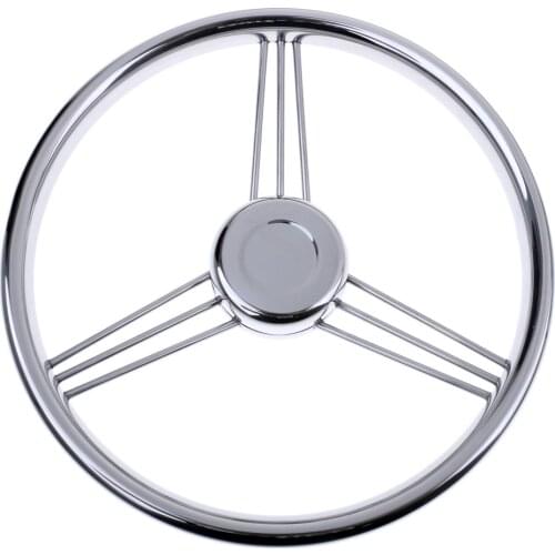 Anti-corrosion Boat Stainless Steering Wheel With Knob 3 Spoke