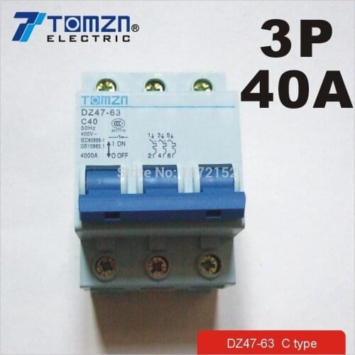 3P 40A 400V~ 50HZ/60HZ Circuit breaker MCB C type