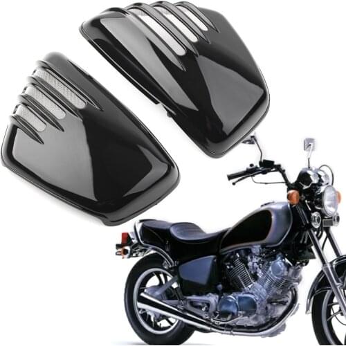 Gloss Black Motorcycle Battery Side Fairing Cover Guard ABS Protector For Yamaha XV700 750 1000 1100 Virago 1984-2020 2Pcs