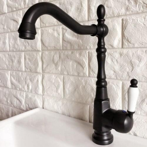Black Oil Rubbed Bronze Kitchen Wet Bar Bathroom Vessel Sink Faucet Mixer Tap Single Hole Swivel Spout One Handle mnf387