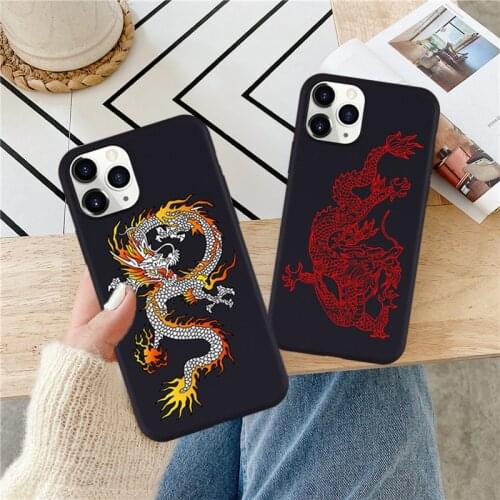 Dragon Tattoo Phone Case for IPhone 12 Pro MAX 7 8 Plus X XR XS 11 6 Plus SE2 Flame Animal Vintage Chinese Dragon Silcone Cover