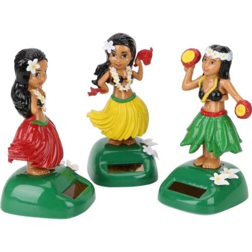 Car Decoration Decompression Hula Car Ornaments Auto Interior Shaking Head Toy Solar Hawaii Girl Interior Accessories