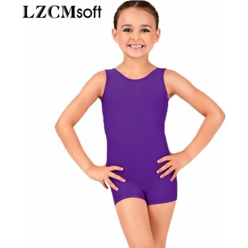 LZCMsoft Kids Tank Biketards for Girls Gymnastics Spandex Dance Unitards Shorty Boys Bike Wear Purple Toddler Dancewear