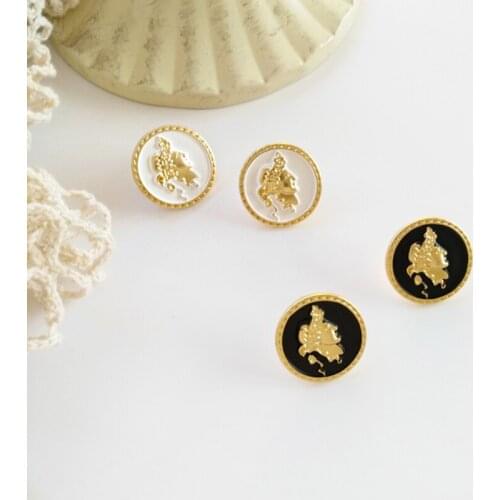 Retro Fashion Enamel Drip Earring Temperament Geometric Circular Earrings Women Party Wedding Jewelry Gifts