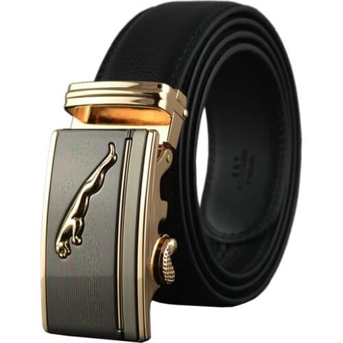 Famous Brand Genuine Leather Mens Belt Luxury with Gold Automatic Buckle 2020 Fashion Long Belts for Male High Quality Black