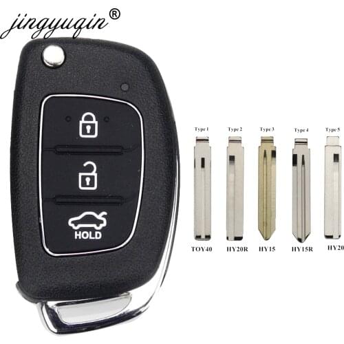 Jingyuqin 3 Buttons Flip Folding Remote Car Key Shell Blanks For Hyundai Solaris IX35 IX45 ELANTRA Santa Fe HB20 Verna Solaris