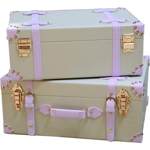 Leather Suitcase Shop Kitchen Window Decoration Ornaments Cloakroom Leather Box Girl Room Pink Desktop Storage Box