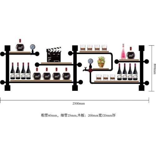 Hot Sales House Decoration Art TV Cabinet Bottle Organizer For Wine Rack Retro Design Wine Display Made Of Iron Pipes And Boards
