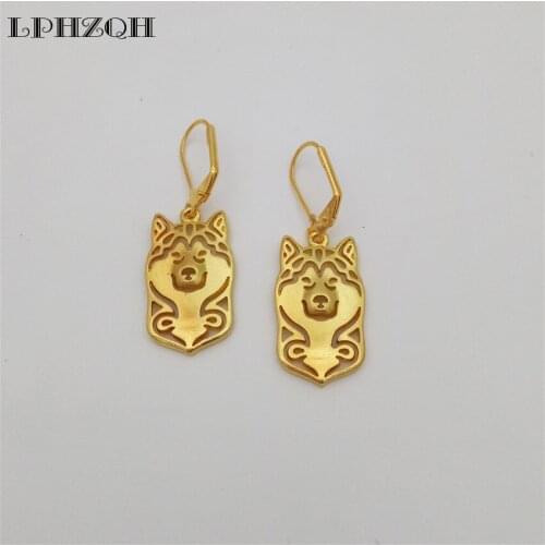 LPHZQH 2017 Fashion Hollow Alloy Dog Tiny Alaskan Malamute Dog Earings For Women Girl Lovers Jewelry Christmas Birthday Gift