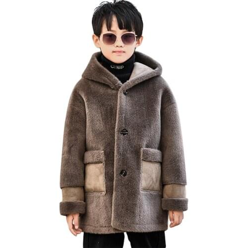 Boys Fur Coat Thick Warm Boy Coat Outerwear Long Sleeve Childrens Coats Spring Autumn Kids Winter Clothes