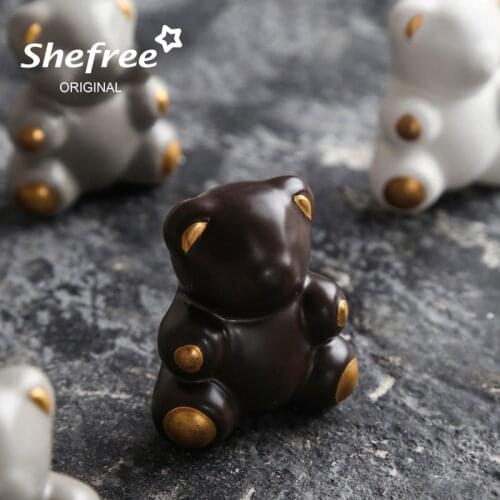 Lovely Teddy Bear Ceramic Shape Cabinet Door Knobs Furniture Handles Modern Knobs and Handles Kids Room Drawer Dresser Knob