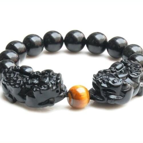 Man Bracelet Feng Shui Wealth Double Pixiu Bracelet Jewelry Lucky Animal Bracelet Obsdain Piyao Beaded Bracelet Jewelry