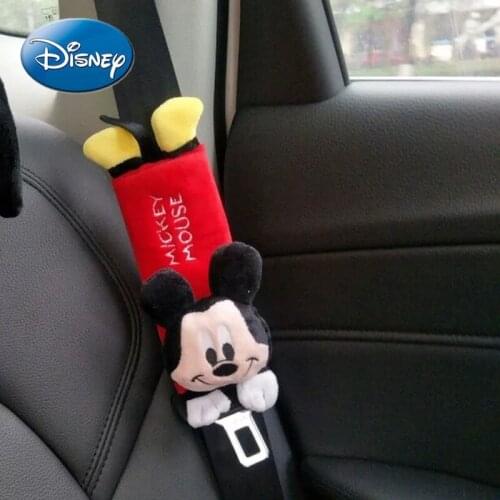 Disney Mickey Mouse Minnie Car Seat Belt Shoulder Cover Insurance Lengthen Men and Women Cute Cartoon Car Accessories