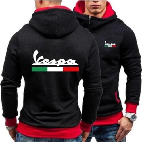 2021 Spring And Autumn VESPA New Mens Sportswear Printing Personality Diagonal Zipper Hoodie Jogging Clothes Streetwear