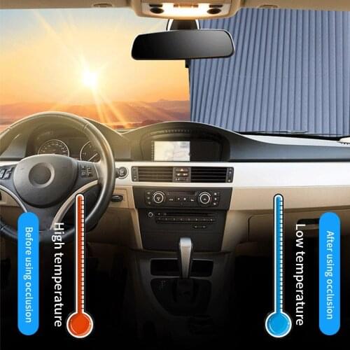 Upgrade Car Windshield Sun Shade Automatic Extension Car Cover Window Sunshade UV Sun Visor Protector Curtain46CM/65CM/70CM/80CM