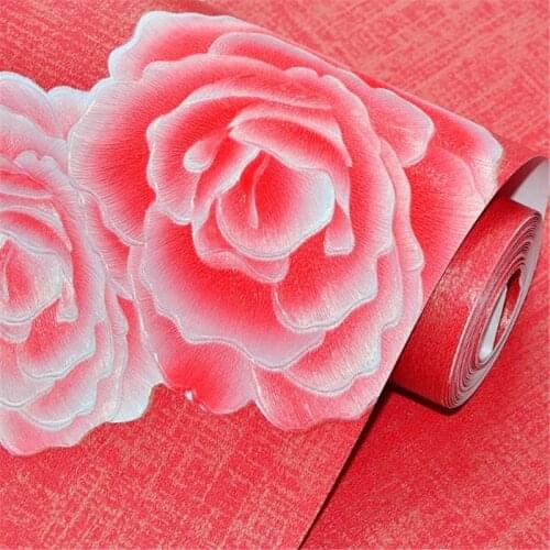 Beibehang High-grade non-woven peony flower large rose modern fashion wallpaper wedding room bedroom background wallpaper