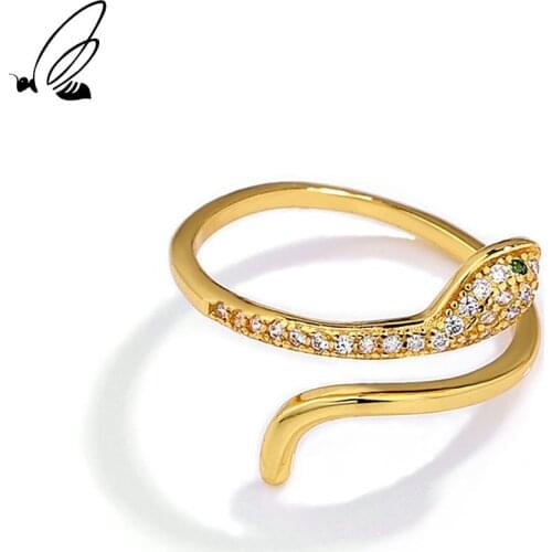 SSTEEL Gold Snake Design 925 Sterling Silver Adjustable Ring Luxury Temperament Gifts For Women Punk 2021 Trend Fine Jewellery