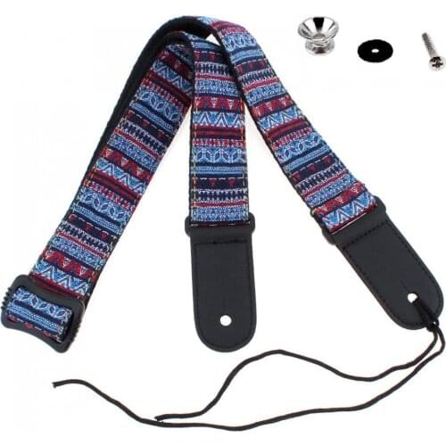 Adjustable 75 - 130cm Guitar Strap Cotton Leather Bohemian Style Sling Belt Guitar Strap with Guitar strap locks