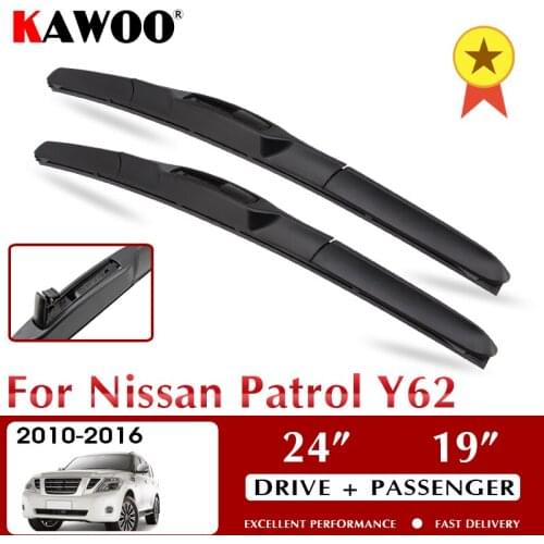 KAWOO Wiper Front Car Wiper Blade Blades For Nissan Patrol Y62 2010-2016 Windshield Windscreen Window 24"+19" LHD RHD