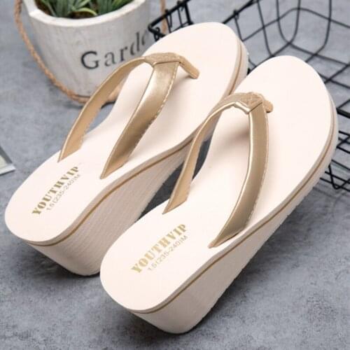 Beach Wedge Women Shoes Flip Flops Summer Slippers Women Casual Shoes High Heel Woman Slippers Flip Flops 2021