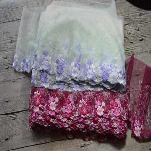 Somelace (2yds/lot)wine~white gauze color floral Embroidery Hight quality lace fabrics embroidered lace trim 17062502