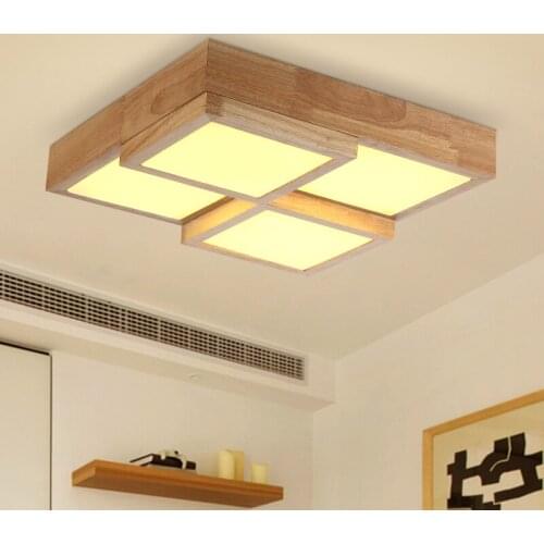 Wooden Modern ceiling lights for living room bedroom luminaria de teto Japanese style Wooden Frame ceiling lamp Match
