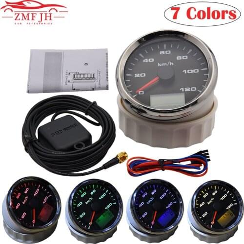 Universal 85mm GPS Speedometer Car Marine Boat GPS Speed Odometers 120km/h 200km/h LCD Display Gauge with 8 colors Backlight