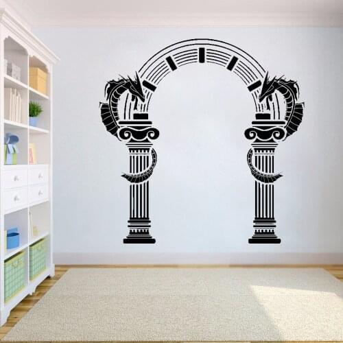 Vinyl Wall Decal Ancient Greek Column Arch Dragons Decor Stickers Mural Wall Decal Arts Decoration Vinyl Removable Ru-307