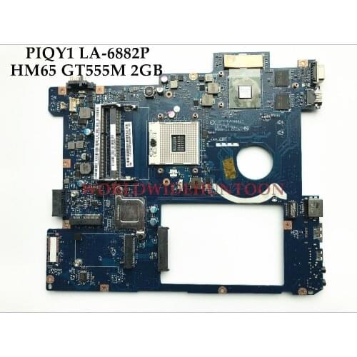 High quality PIQY1 LA-6882P for Lenovo Ideapad Y570 laptop Motherboard HM65 PGA989 DDR3 GT555M 1GB 100% Fully Tested