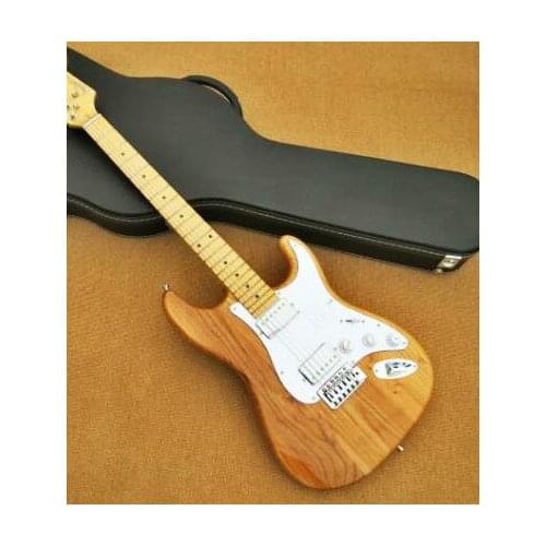 High quality FDST-1004 original wood color solid Ash wood body white pickguard maple fretboard electric guitar, Free shipping