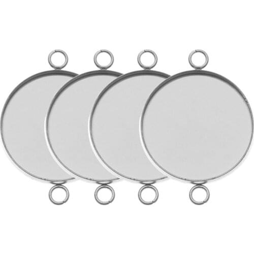 Xinyao 30pcs 10mm 12mm 14mm 20mm Stainless Steel Double Buckle Steel Disk Base Blank Trays Cabochon Base Setting for DIY Jewelry