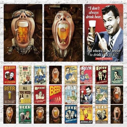 Funny Tin Sign Beer Metal Sign Plaque Metal Vintage Pub Iron Painting Wall Decor for Bar Pub Club Man Cave Metal Posters