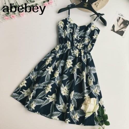 2021 Summer Boho Print Strap Dress Bohemian Pineapple Printed Beach Women A-line Short Vocation Vestidos