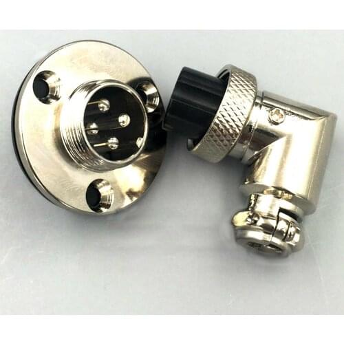 1 Pair GX16 Elbow Waterproof Aviation Connector Plug & Flange Socket 4 Pin